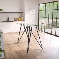 Small Glass Breakfast Bar Table with Black Metal Legs - Seats 2 - Dax Small Glass Breakfast Bar Table with Black Metal Legs - Seats 2 - Dax