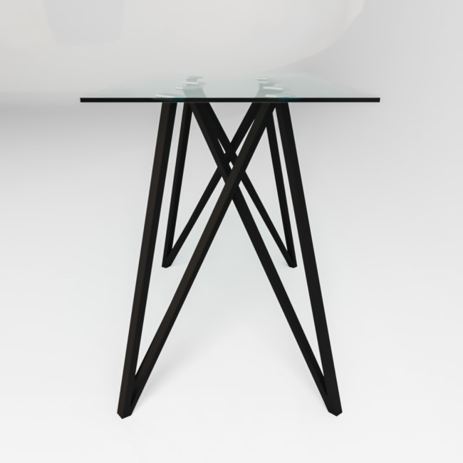 Small Glass Breakfast Bar Table with Black Metal Legs - Seats 2 - Dax