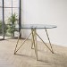 Round Glass Dining Table with Gold Legs - Seats 4 - Dax