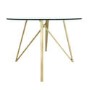 Round Glass Dining Table with Gold Legs - Seats 4 - Dax
