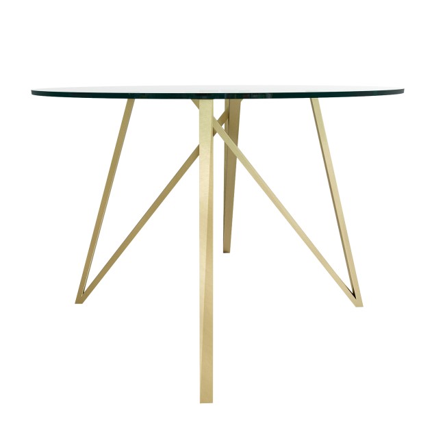 ALMOST PERFECT - Round Glass Dining Table with Gold Legs - Seats 4 - Dax