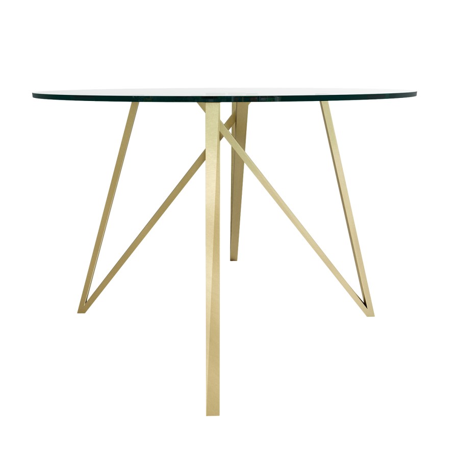 Round Glass Dining Table with Gold Legs - Seats 4 - Dax