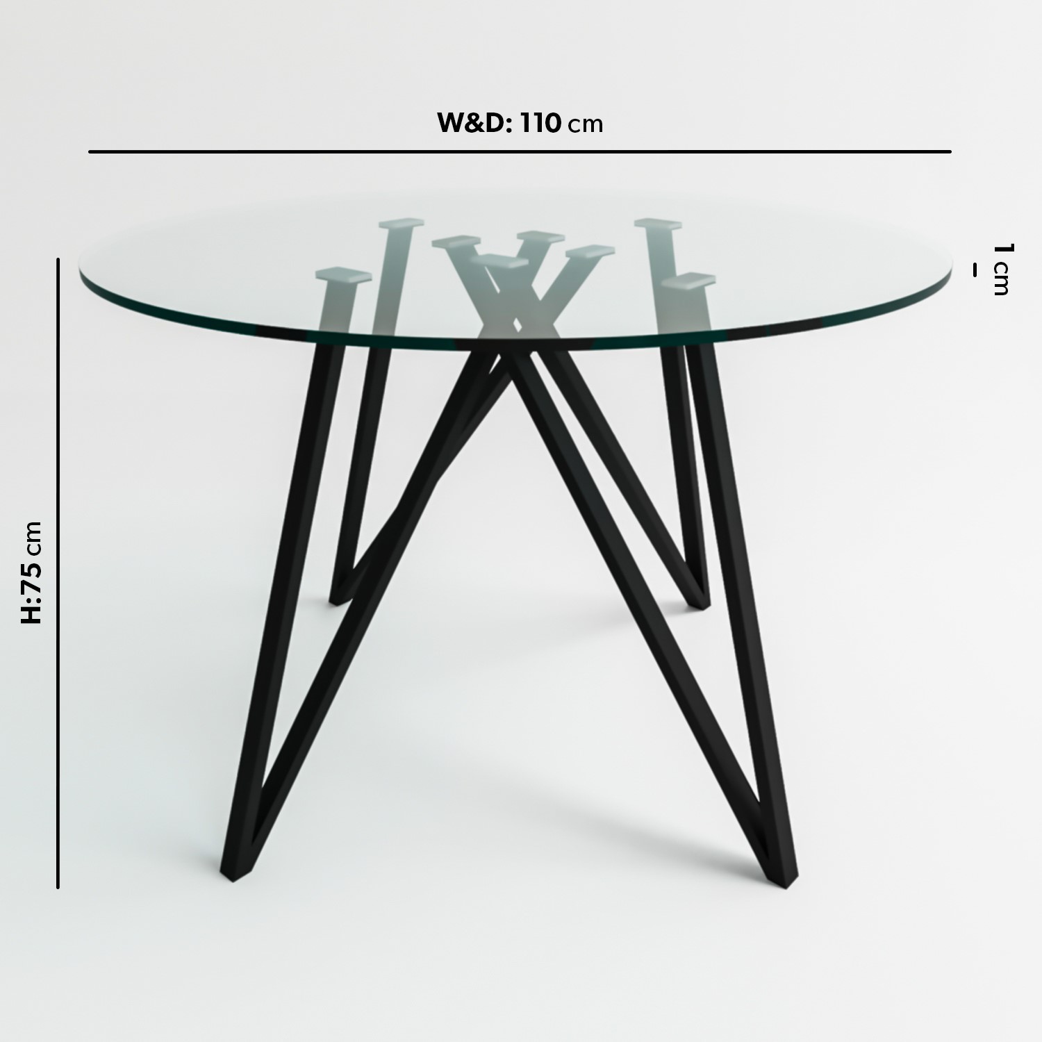 GRADE A1 - Round Glass Dining Table with Black Legs - Seats 4 - Dax ...