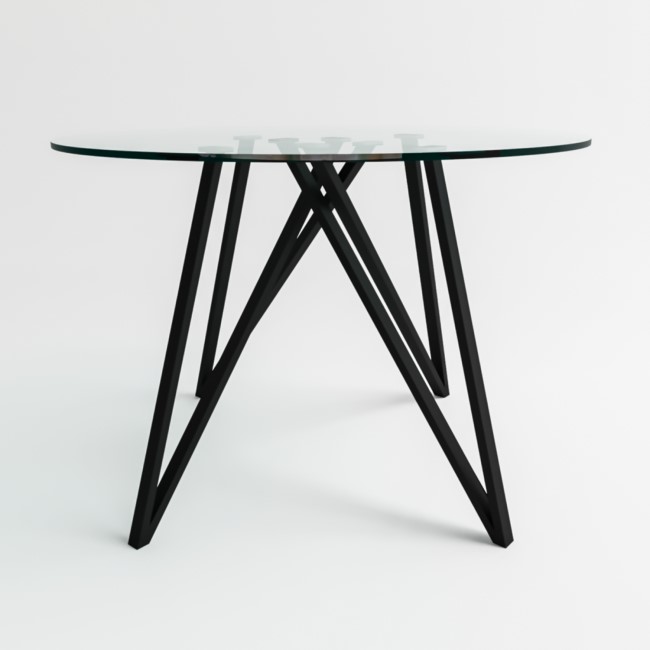 Round Glass Dining Table with Black Legs - Seats 4 - Dax