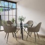 GRADE A2 - Round Glass Dining Table with Black Legs - Seats 4 - Dax