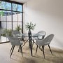 Round Glass Dining Table with Black Legs - Seats 4 - Dax