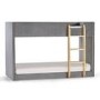 Grey Velvet Bunk Bed with Light Wood Ladder - Daytona