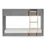 Grey Velvet Bunk Bed with Light Wood Ladder - Daytona