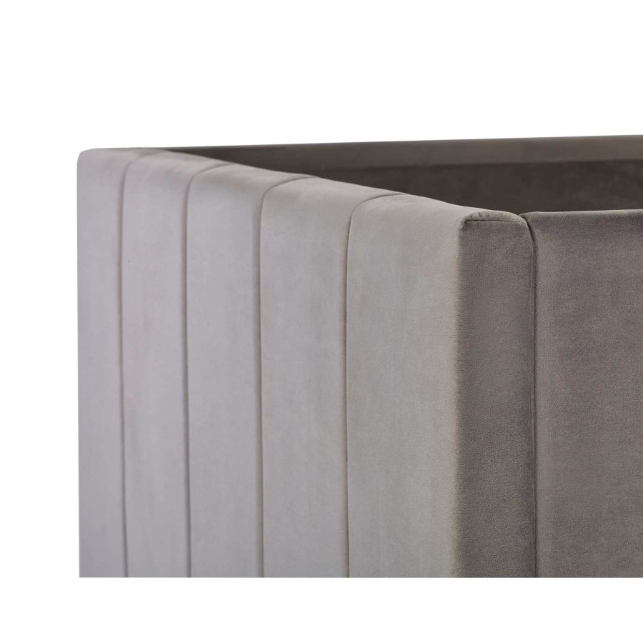 Grey Velvet Bunk Bed with Light Wood Ladder - Daytona