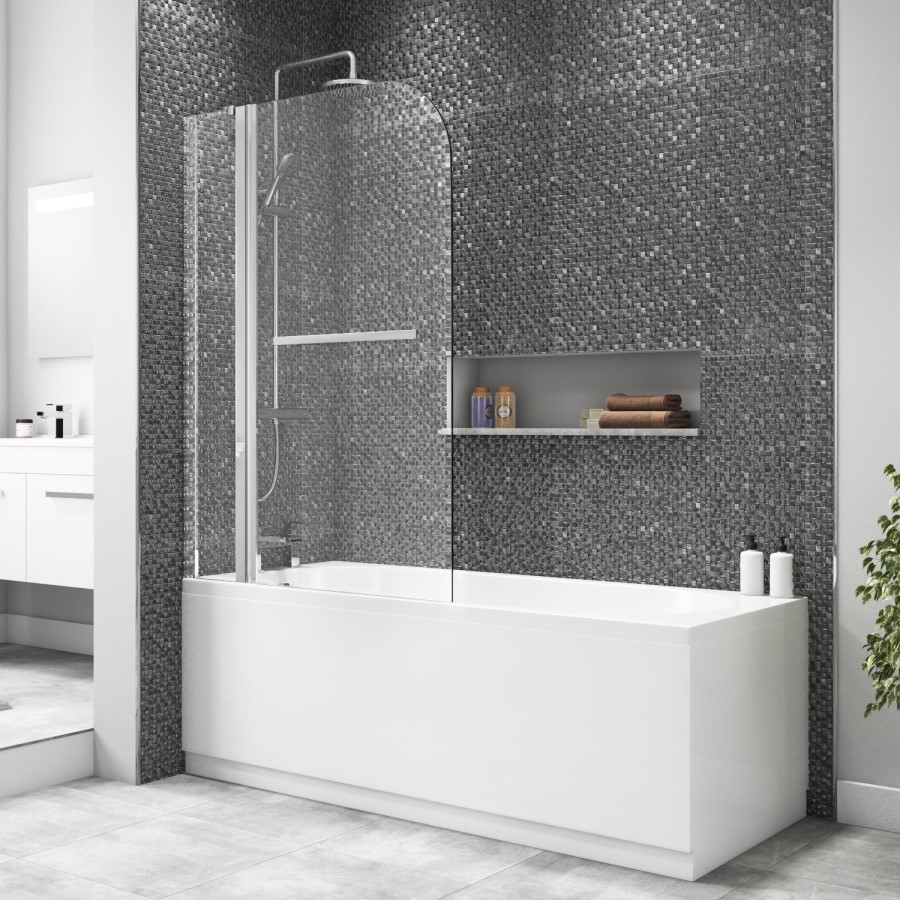 Taylor & Moore Hinged Panel Curved Bath Screen - 1400 x 1000mm