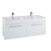 White Wall Hung Bathroom Double Vanity Unit &amp; Basin - W1250mm