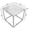 Square White Marble Effect Top Side Table with Chrome Legs - Demi