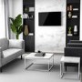 GRADE A2 - Square White Marble Effect Side Table with Chrome Legs - Demi