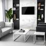 GRADE A2 - Square White Marble Effect Side Table with Chrome Legs - Demi