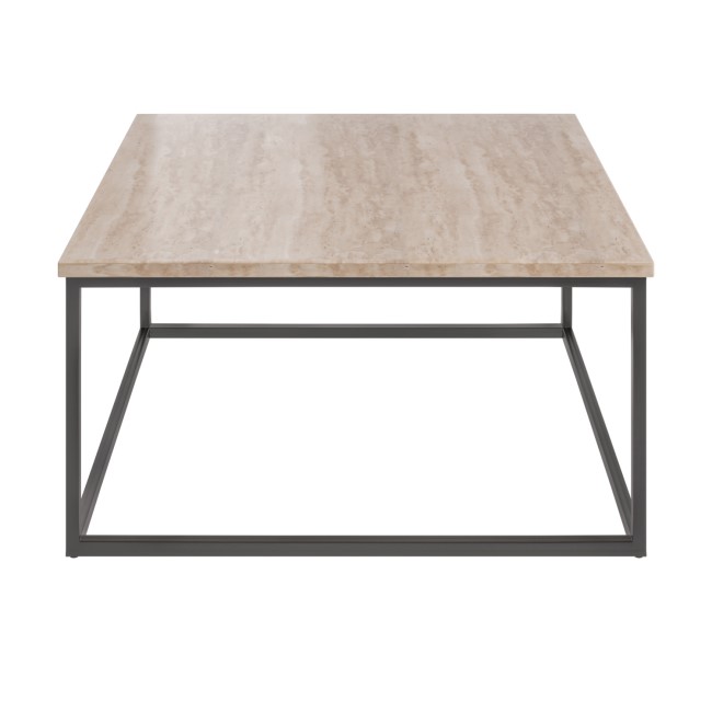 ONLY OPENED - Square Beige Travertine Effect Coffee Table - Demi