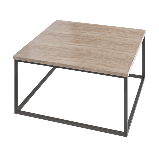 ONLY OPENED - Square Beige Travertine Effect Coffee Table - Demi