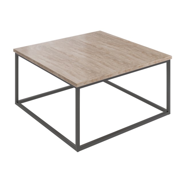 ONLY OPENED - Square Beige Travertine Effect Coffee Table - Demi