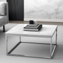 DEM002 Square White Marble Effect  Coffee Table - Kemi