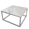 A1/DEM002 ONLY OPENED - Square White Marble Effect Coffee Table with Chrome Legs - Demi
