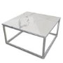 GRADE A1 - Square White Marble Effect Coffee Table with Chrome Legs - Demi