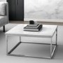 GRADE A1 - Square White Marble Effect Coffee Table with Chrome Legs - Demi