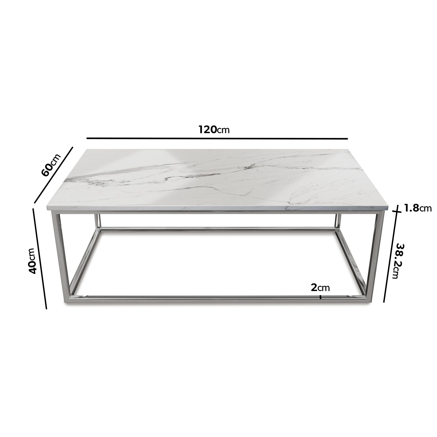 white marble effect rectangular coffee table with chrome legs demi furniture123