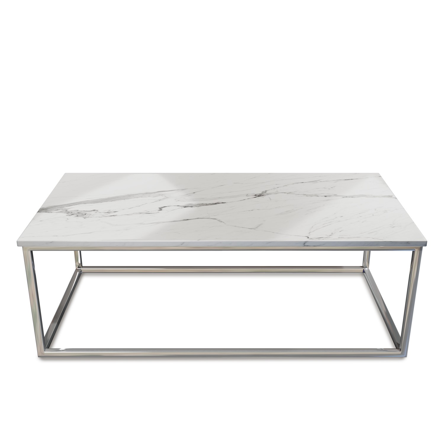 white marble effect rectangular coffee table with chrome legs demi furniture123