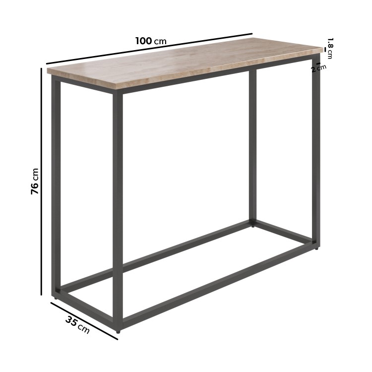 Beige Travertine Effect Console Table - Demi