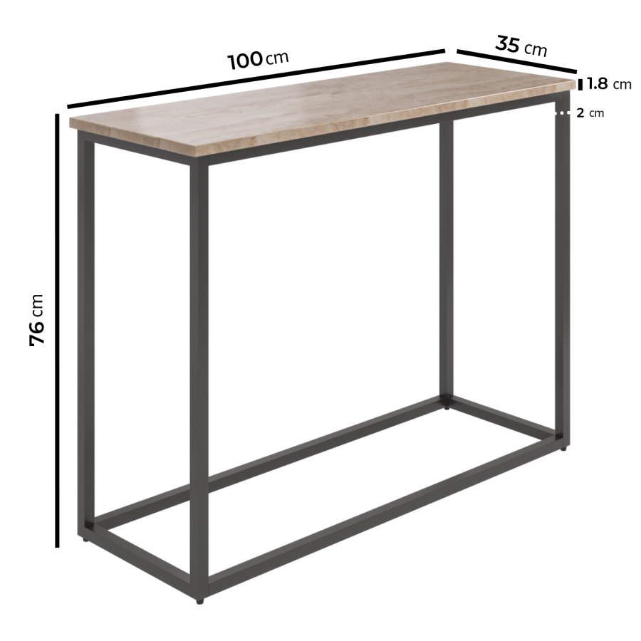 Beige Travertine Effect Console Table - Demi