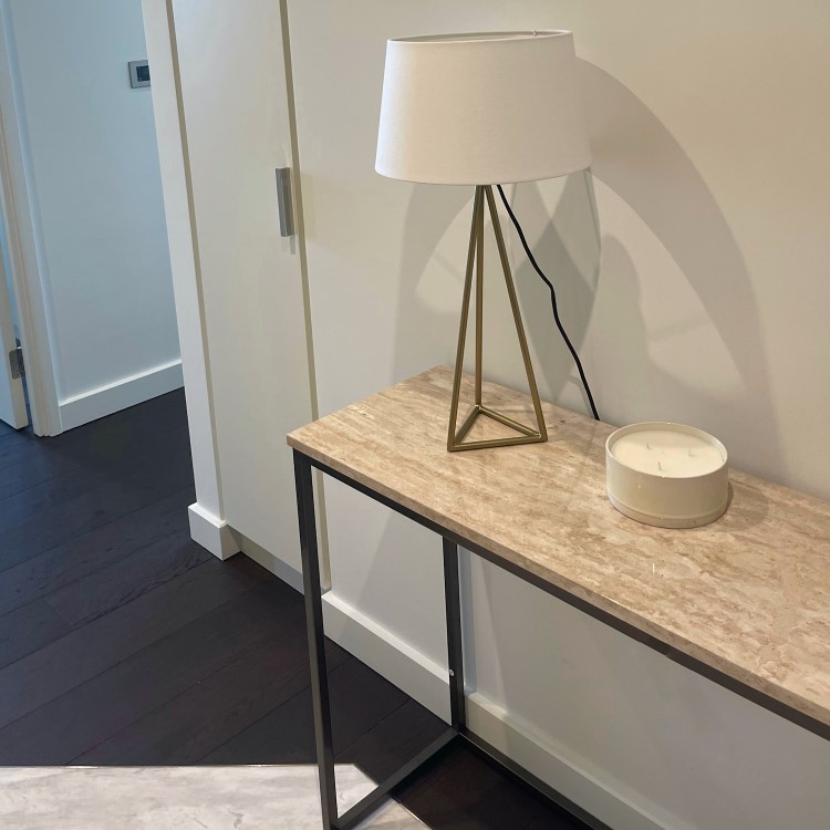 Beige Travertine Effect Console Table - Demi