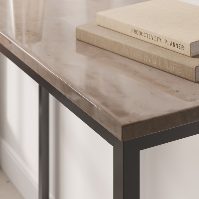 Travertine Effect Console Table - Demi