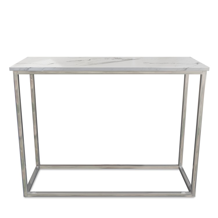 White Marble Effect Console Table with Chrome Legs - Demi