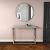 GRADE A1 - White Marble Effect Console Table with Chrome Legs - Demi