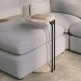 Round Beige Travertine Effect Sofa Table - Demi