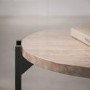 Round Beige Travertine Effect Sofa Table - Demi