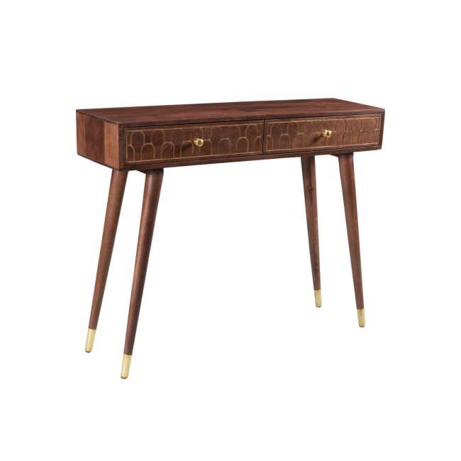 Narrow Mango Wood Console Table with Drawers - Dejan