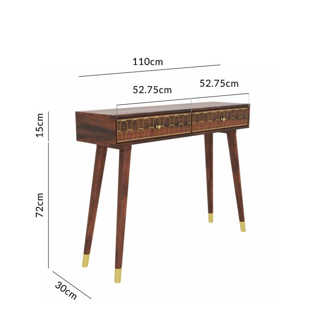 Narrow Mango Wood Console Table with Drawers - Dejan