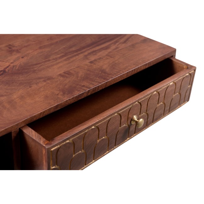 Narrow Mango Wood Console Table with Drawers - Dejan