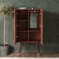 Tall Solid Mango Wood Drinks Cabinet with Wine Rack - Dejan Tall Solid Mango Wood Drinks Cabinet with Wine Rack - Dejan