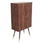 GRADE A2 - Tall Solid Wood Drinks Cabinet with Wine Glass Rack - Dejan