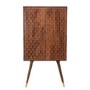 GRADE A1 - Large Drinks Cabinet in Dark Wood with Gold Inlay - Dejan