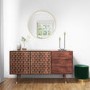 GRADE A2 - Large Sideboard with Storage in Dark Wood & Gold - Dejan