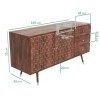 GRADE A2 - Large Sideboard with Storage in Dark Wood &amp; Gold - Dejan