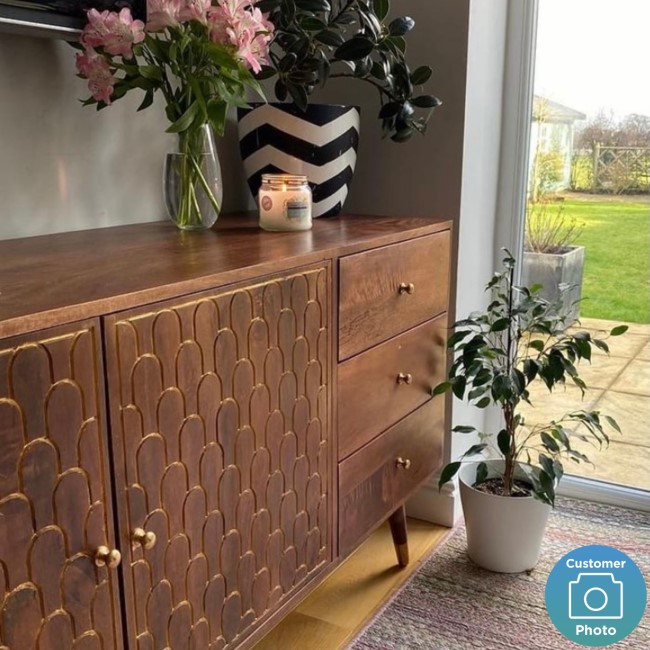 Large Solid Mango Wood Sideboard with Drawers - Dejan