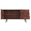 Dejan Large Storage TV Unit  in Dark Wood with Gold Inlay - 2 Doors 3 Drawers