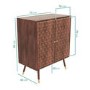GRADE A1 - Small Sideboard with 2 Doors in Dark Wood with Gold Inlay - Dejan