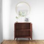GRADE A1 - Small Sideboard with 2 Doors in Dark Wood with Gold Inlay - Dejan