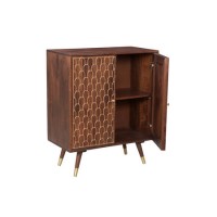 GRADE A2 - Dark Wood Sideboard with 2 Doors with Gold Inlay - Dejan