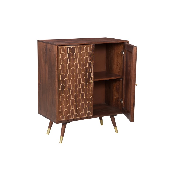 Small Sideboard in Solid Mango Wood with Gold Inlay - Dejan