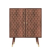 GRADE A2 - Small Sideboard in Mango Wood with Gold Inlay - Dejan